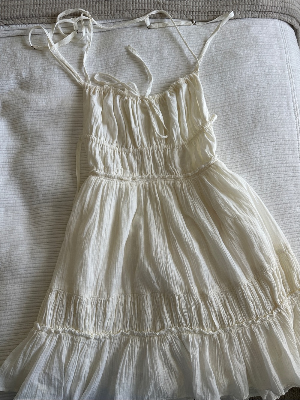 Free People Cream Mini Sundress with Spaghetti Straps - Picture 4 of 5